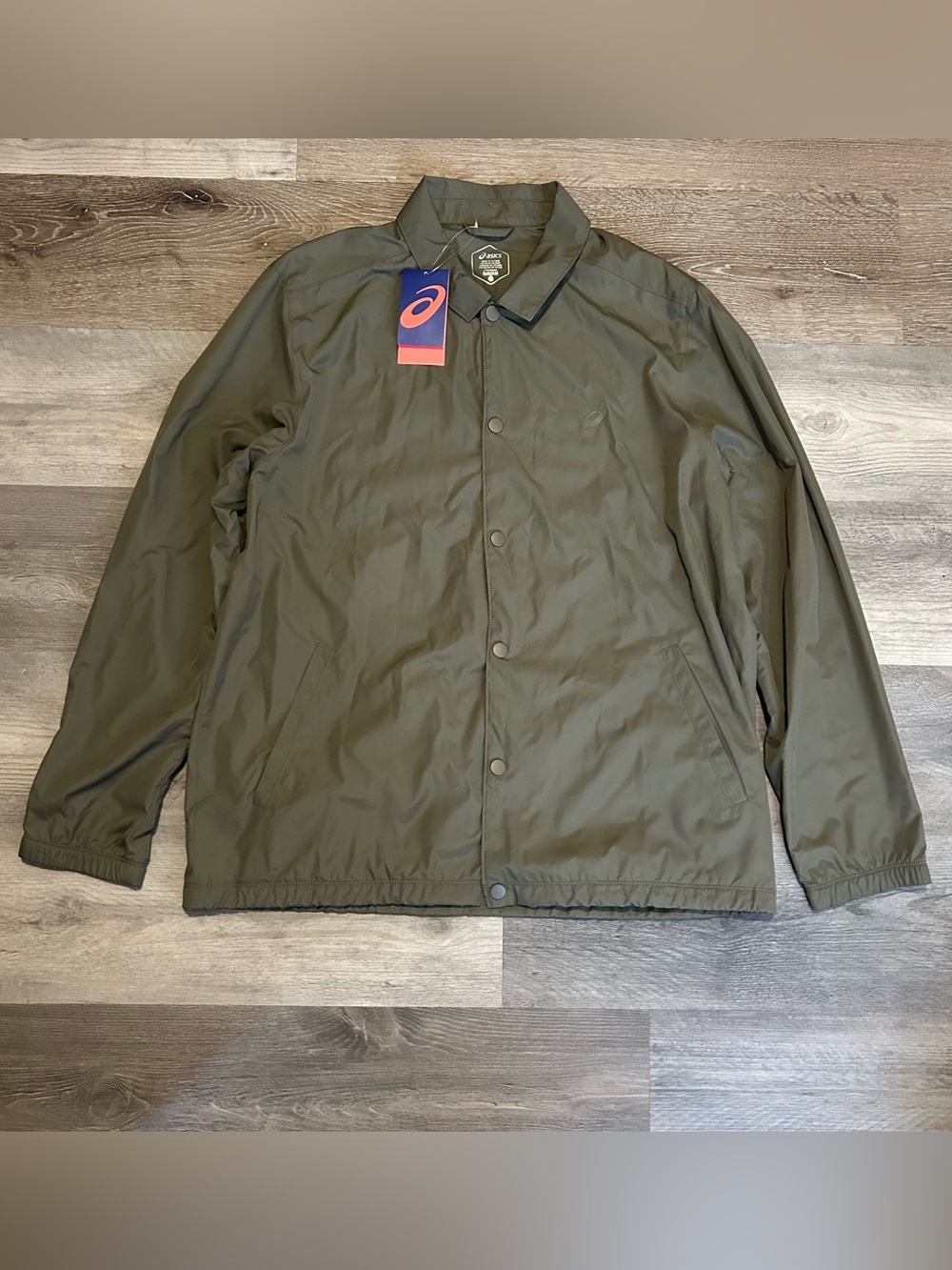 NWT Men’s XL Green Asics Wind Breaker Button Up Jacket